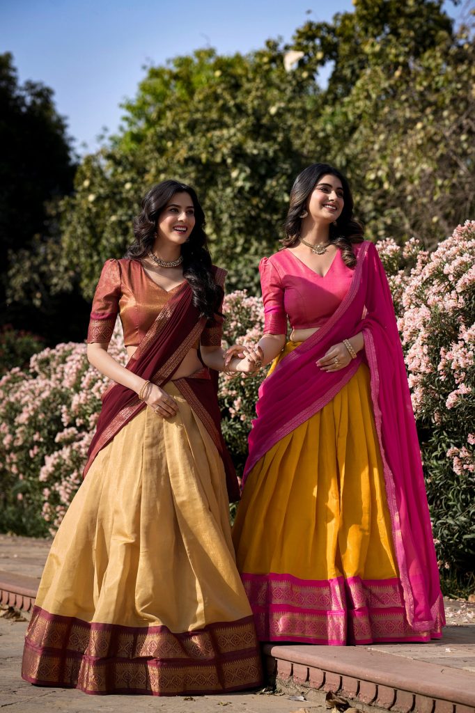 Unveiling Elegance: A Look into the South-Indian Kanchipuram Lehenga Collection 1 Unveiling Elegance: A Look into the South-Indian Kanchipuram Lehenga Collection