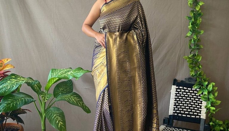 The Enduring Elegance of a Navy Blue Kanjeevaram Silk Saree for Weddings