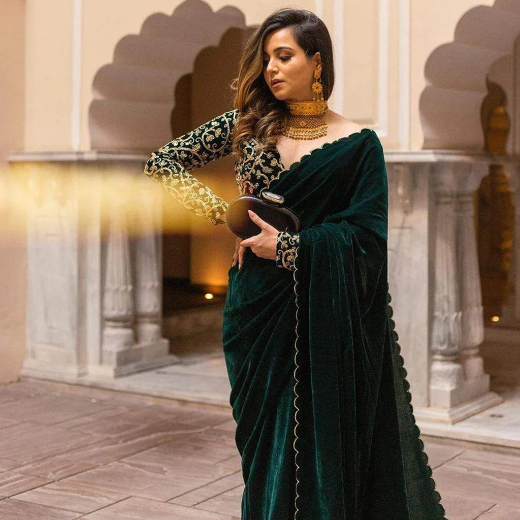 The Enchanting Allure of Green: A Guide to Green Party Wear Sarees 1 The Enchanting Allure of Green A Guide to Green Party Wear Sarees