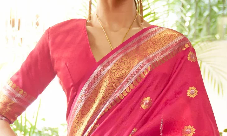 The Allure of Hot Pink: Drape Yourself in a Hot Pink Kanjivaram Silk Saree with Silver & Golden Zari