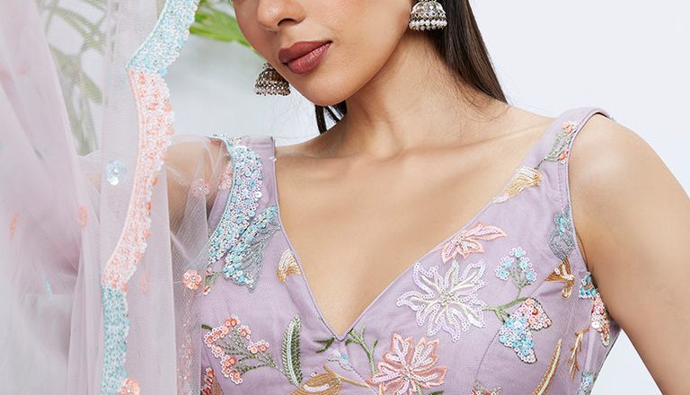 Steal the Spotlight in a Mesmerizing Mauve Sequin Lehenga Choli Set