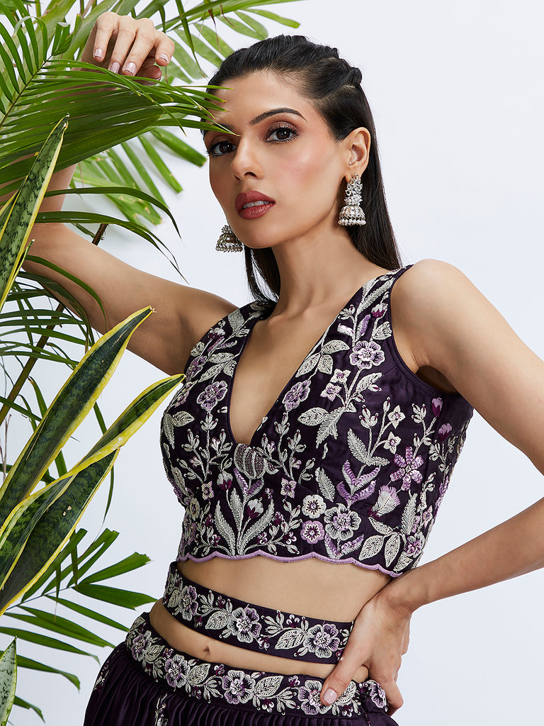 Unleash Your Inner Royalty: A Guide to the Purple Georgette Lehenga Choli Set with Sequins & Thread Embroidery 1 Purple Georgette Lehenga Choli Set with Sequins & Thread Embroidery