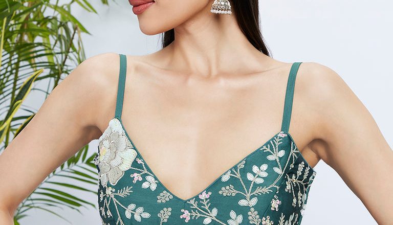 Steal the Spotlight: A Guide to the Turquoise Sequin and Embroidered Georgette Lehenga Choli Set