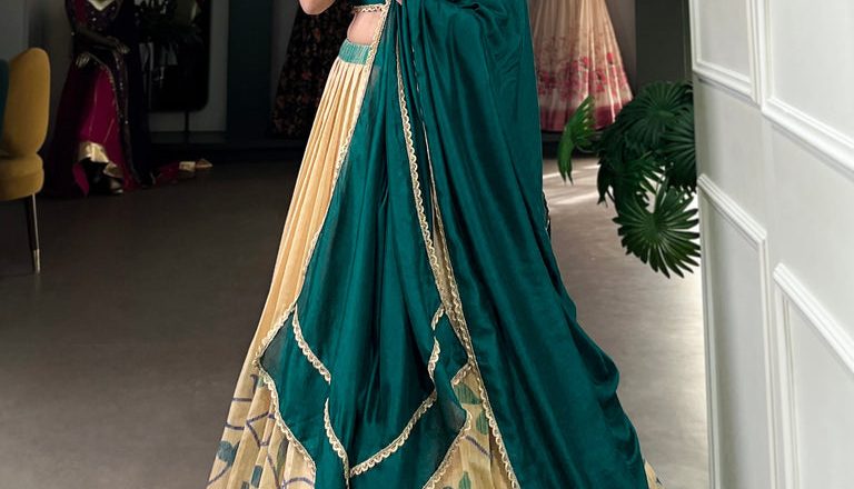 Teal Blue Exquisite Silk Lehenga Set with Lace Touch: The Perfect Ensemble for Every Celebration