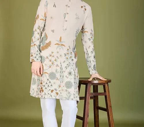 Elevate Your Festive Look with the Ivory Viscose Rayon Designer Men’s Kurta