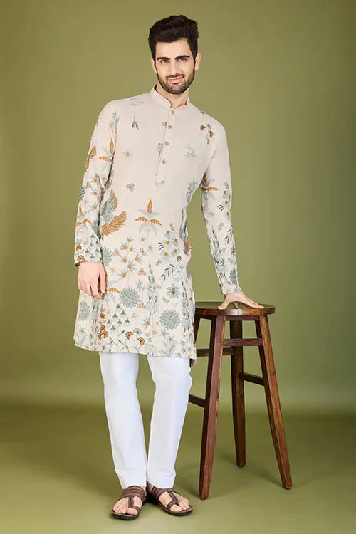 Elevate Your Festive Look with the Ivory Viscose Rayon Designer Men's Kurta 1 Elevate Your Festive Look with the Ivory Viscose Rayon Designer Men's Kurta